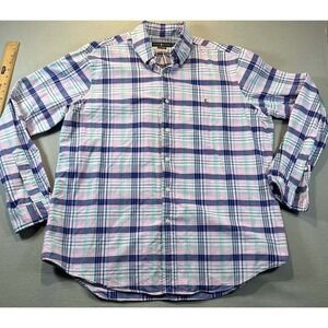 Ralph Lauren Mens XL Classic Fit Plaid Shirt Pink Blue Green Pony Logo Preppy